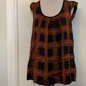 Joie black and copper satin sleeveless ta…